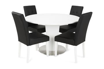 Matgrupp Blocco 120 cm med 4st Leo stolar Svart - Vit|Svart - Möbler - Bord & matgrupp - Matgrupp