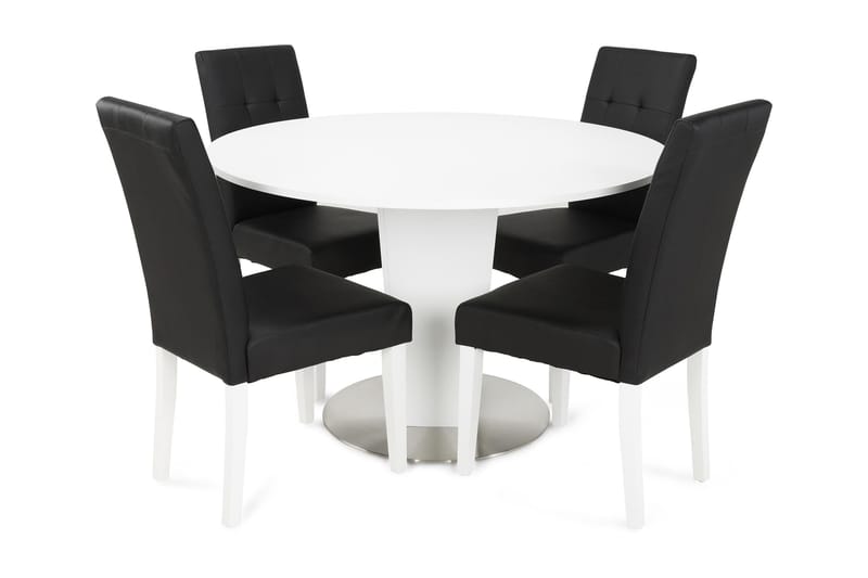 Matgrupp Blocco 120 cm med 4st Leo stolar Svart - Vit|Svart - Möbler - Bord & matgrupp - Matgrupp