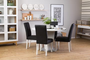 Matgrupp Blocco 120 cm med 4st Leo stolar Svart - Vit|Svart - Möbler - Bord & matgrupp - Matgrupp