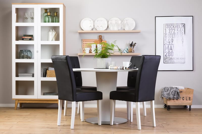 Matgrupp Blocco 120 cm med 4st Leo stolar Svart - Vit|Svart - Möbler - Bord & matgrupp - Matgrupp
