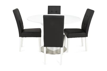 Matgrupp Blocco 120 cm med 4st Leo stolar Svart - Vit|Svart - Möbler - Bord & matgrupp - Matgrupp