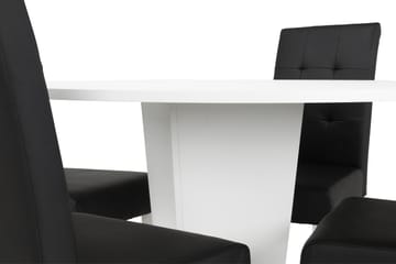 Matgrupp Blocco 120 cm med 4st Leo stolar Svart - Vit|Svart - Möbler - Bord & matgrupp - Matgrupp