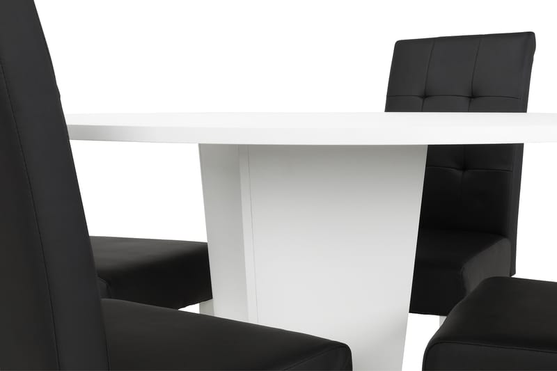 Matgrupp Blocco 120 cm med 4st Leo stolar Svart - Vit|Svart - Möbler - Bord & matgrupp - Matgrupp