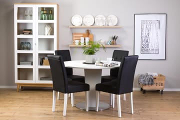 Matgrupp Blocco 120 cm med 4st Leo stolar Svart - Vit|Svart - Möbler - Bord & matgrupp - Matgrupp