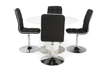 Matgrupp Blocco 120 cm med 4st Shaw stolar Svart - Vit|Svart - Möbler - Bord & matgrupp - Matgrupp