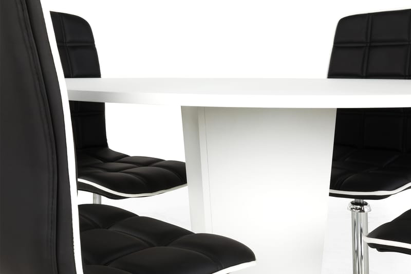 Matgrupp Blocco 120 cm med 4st Shaw stolar Svart - Vit|Svart - Möbler - Bord & matgrupp - Matgrupp