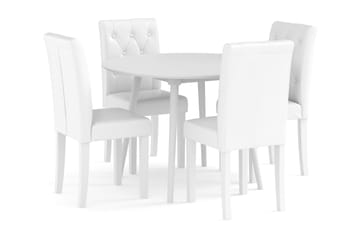 Matgrupp Carcea 106 cm Rund inkl 4 Brunnevik Stolar - Vit - Möbler - Bord & matgrupp - Matgrupp
