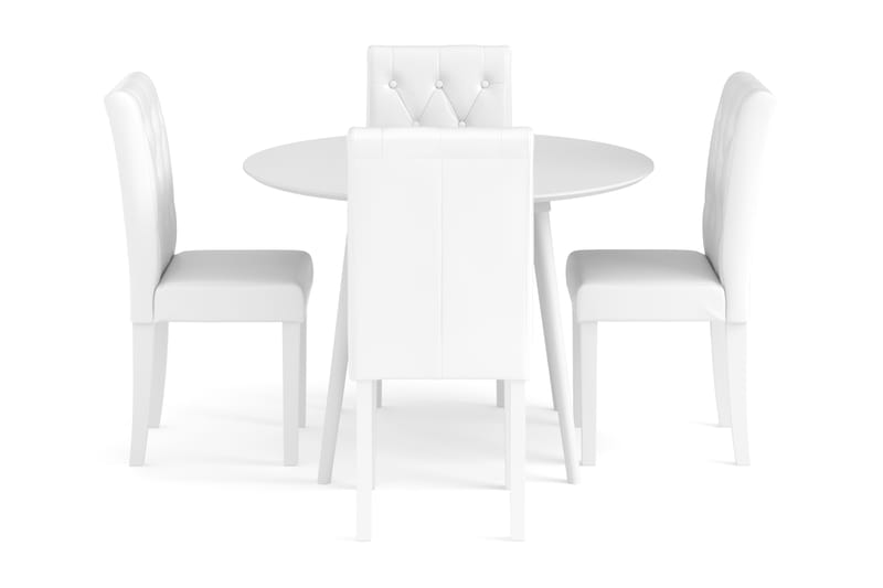 Matgrupp Carcea 106 cm Rund inkl 4 Brunnevik Stolar - Vit - Möbler - Bord & matgrupp - Matgrupp