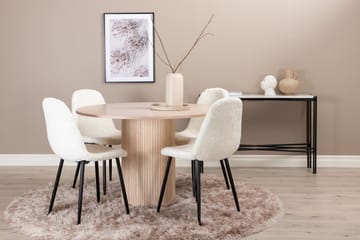 Matgrupp Cinaba 100 cm Rund inkl 4 Tommy Stolar - Beige/Vit/Svart - Möbler - Bord & matgrupp - Matgrupp