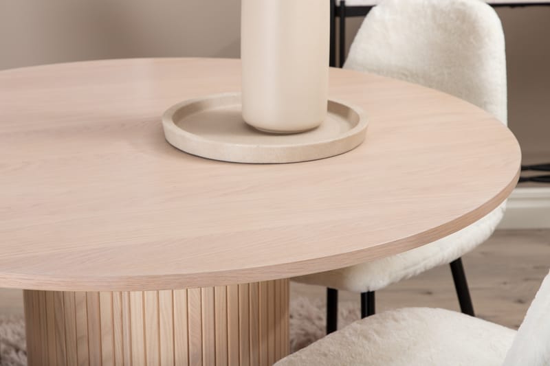Matgrupp Cinaba 100 cm Rund inkl 4 Tommy Stolar - Beige/Vit/Svart - Möbler - Bord & matgrupp - Matgrupp