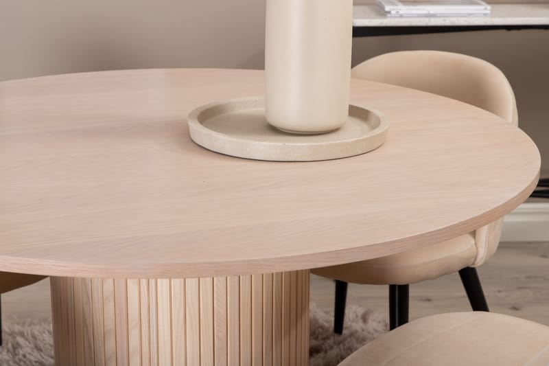 Matgrupp Cinaba 100 cm Rund inkl 4 Vomeli Stolar - Beige/Svart - Möbler - Bord & matgrupp - Matgrupp