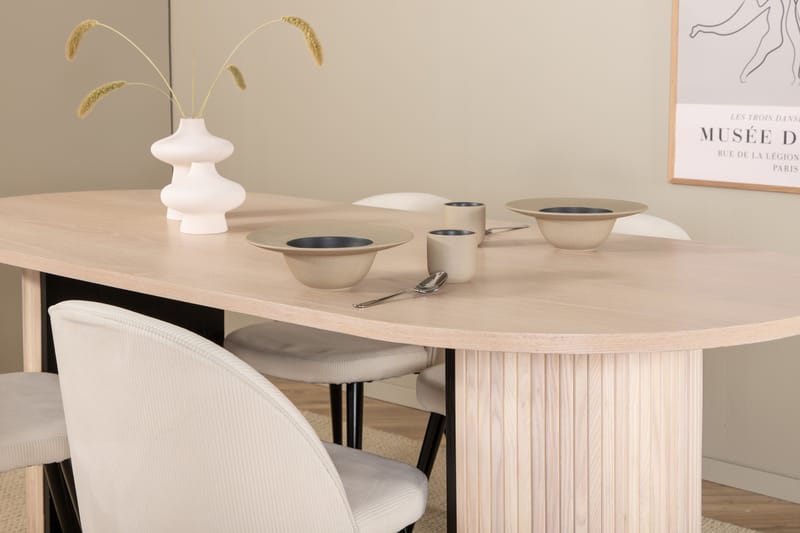 Matgrupp Cinaba 200 cm Oval inkl 4 Chantor Manchesterstolar - Beige/Svart/Beige - Möbler - Bord & matgrupp - Matgrupp