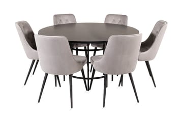 Matgrupp Copenhagen med 6 Chantor Lyx Sammetsstolar Svart/Gr - Furniture Fashion - Möbler - Bord & matgrupp - Matgrupp