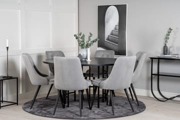 Matgrupp Copenhagen med 6 Chantor Lyx Sammetsstolar Svart/Gr - Furniture Fashion - Möbler - Bord & matgrupp - Matgrupp
