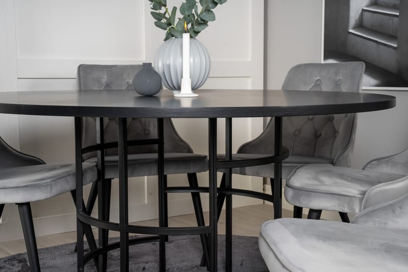Matgrupp Copenhagen med 6 Chantor Lyx Sammetsstolar Svart/Gr - Furniture Fashion - Möbler - Bord & matgrupp - Matgrupp