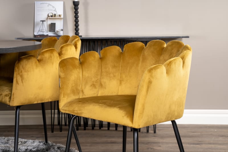 Matgrupp Copenhagen med 6 Limhamn Matstolar Gul - Furniture Fashion - Matgrupp
