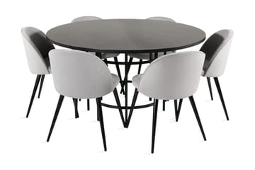 Matgrupp Copenhagen med 6 Luisa Matstolar Manchester Grå/Sva - Furniture Fashion - Möbler - Bord & matgrupp - Matgrupp