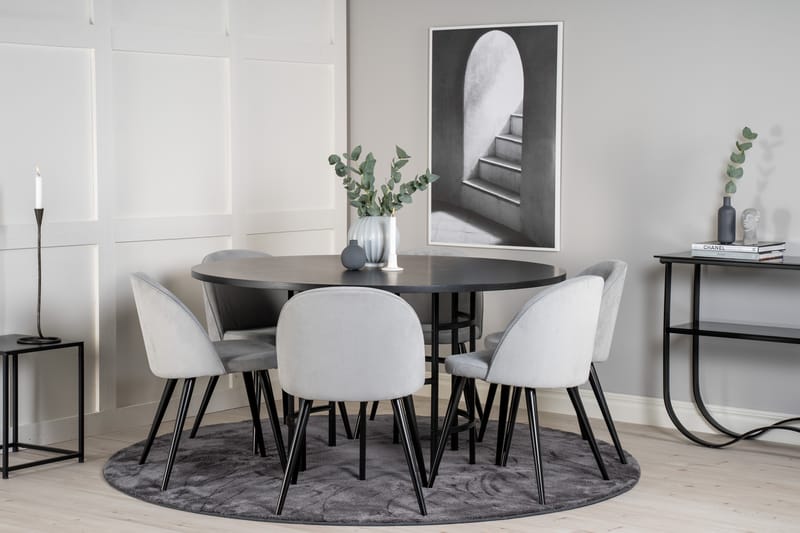 Matgrupp Copenhagen med 6 Luisa Matstolar Manchester Grå/Sva - Furniture Fashion - Möbler - Bord & matgrupp - Matgrupp