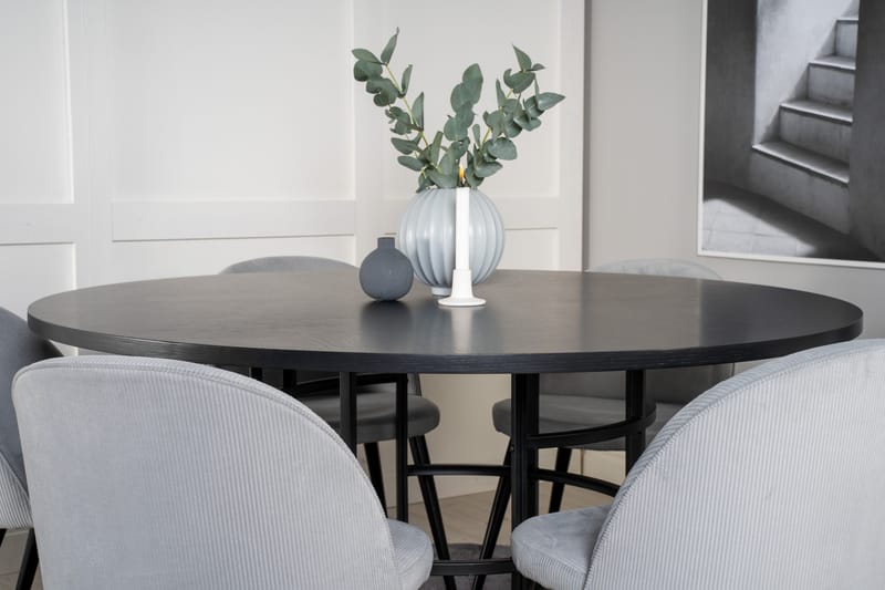 Matgrupp Copenhagen med 6 Luisa Matstolar Manchester Grå/Sva - Furniture Fashion - Möbler - Bord & matgrupp - Matgrupp