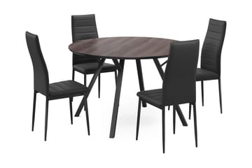 Matgrupp Cress 120 cm Rund inkl 4 Fred Stolar - Svart/Brun - Möbler - Bord & matgrupp - Matgrupp