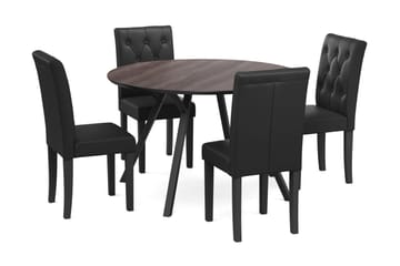 Matgrupp Cress 120 cm Rund inkl 4 Sonnarp Stolar - Svart/Brun - Möbler - Bord & matgrupp - Matgrupp