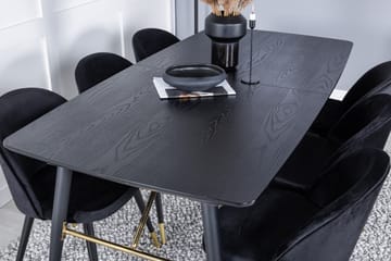 Matgrupp Deniall Förlängningsbar 180 cm inkl 6 Luisa Stolar - Svart/Sammet - Möbler - Bord & matgrupp - Matgrupp