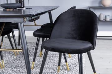 Matgrupp Deniall Förlängningsbar 180 cm inkl 6 Luisa Stolar - Svart/Sammet - Möbler - Bord & matgrupp - Matgrupp