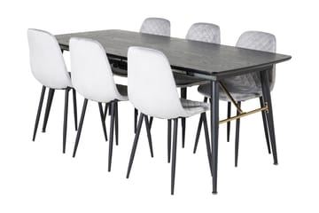 Matgrupp Deniall Förlängningsbar 180 cm inkl 6 Yegua Stolar - Grå/Svart - Möbler - Bord & matgrupp - Matgrupp