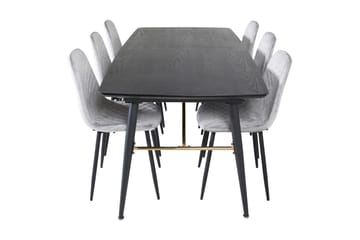 Matgrupp Deniall Förlängningsbar 180 cm inkl 6 Yegua Stolar - Grå/Svart - Möbler - Bord & matgrupp - Matgrupp