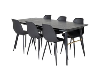 Matgrupp Deniall Förlängningsbar 180 cm inkl 6 Yegua Stolar - Svart - Möbler - Bord & matgrupp - Matgrupp