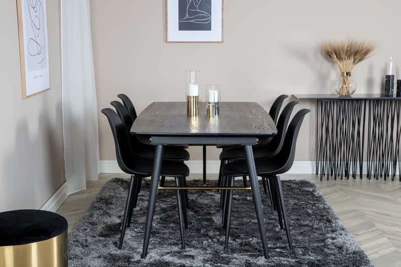 Matgrupp Deniall Förlängningsbar 180 cm inkl 6 Yegua Stolar - Svart - Möbler - Bord & matgrupp - Matgrupp
