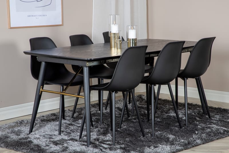 Matgrupp Deniall Förlängningsbar 180 cm inkl 6 Yegua Stolar - Svart - Möbler - Bord & matgrupp - Matgrupp
