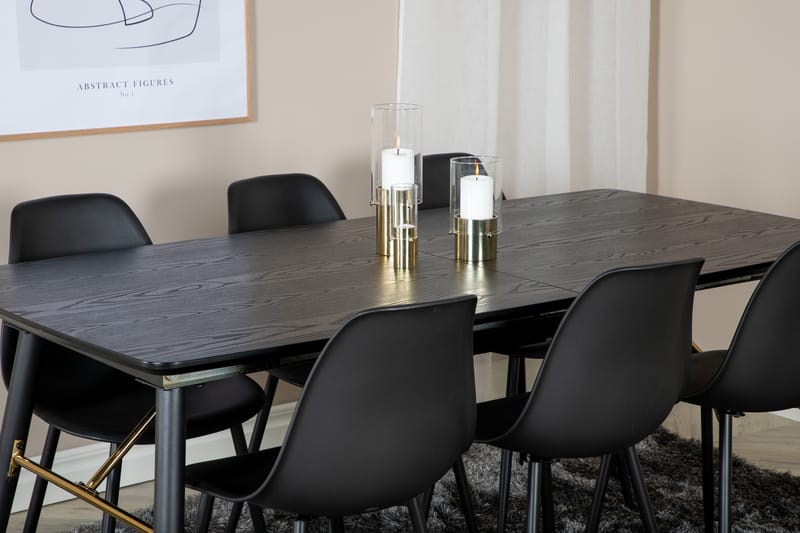 Matgrupp Deniall Förlängningsbar 180 cm inkl 6 Yegua Stolar - Svart - Möbler - Bord & matgrupp - Matgrupp