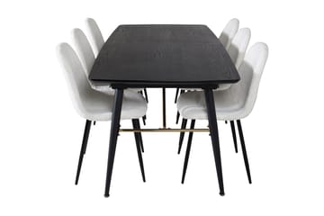 Matgrupp Deniall Förlängningsbar 180 cm inkl 6 Yegua Stolar - Svart/Vit - Möbler - Bord & matgrupp - Matgrupp