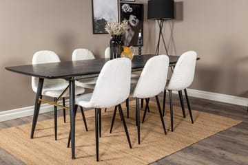 Matgrupp Deniall Förlängningsbar 180 cm inkl 6 Yegua Stolar - Svart/Vit - Möbler - Bord & matgrupp - Matgrupp