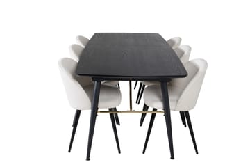 Matgrupp Deniall Förlängningsbar 180cm inkl 6 Chantor Stolar - Svart/Beige/Manchester - Möbler - Bord & matgrupp - Matgrupp