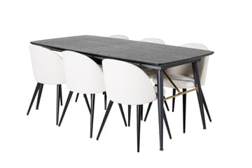 Matgrupp Deniall Förlängningsbar 180cm inkl 6 Chantor Stolar - Svart/Beige/Manchester - Möbler - Bord & matgrupp - Matgrupp