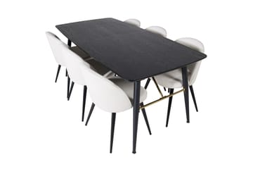 Matgrupp Deniall Förlängningsbar 180cm inkl 6 Chantor Stolar - Svart/Beige/Manchester - Möbler - Bord & matgrupp - Matgrupp