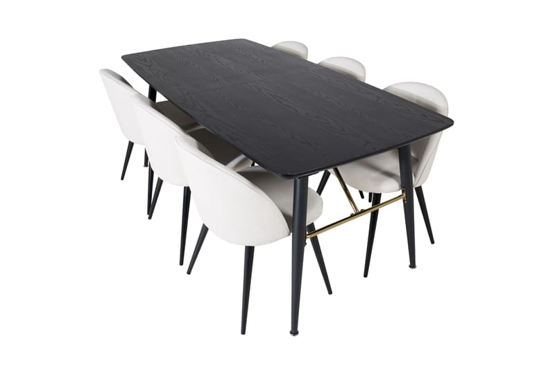 Matgrupp Deniall Förlängningsbar 180cm inkl 6 Chantor Stolar - Svart/Beige/Manchester - Möbler - Bord & matgrupp - Matgrupp