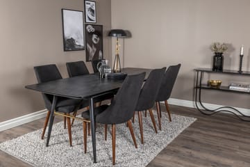 Matgrupp Deniall Förlängningsbar 180cm inkl 6 Mues Stolar - Svart/Brun - Möbler - Bord & matgrupp - Matgrupp