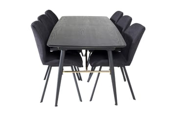 Matgrupp Deniall Förlängningsbar 180cm inkl 6 Pombriego Stol - Svart - Möbler - Bord & matgrupp - Matgrupp
