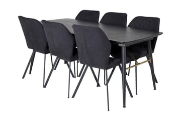 Matgrupp Deniall Förlängningsbar 180cm inkl 6 Pombriego Stol - Svart - Möbler - Bord & matgrupp - Matgrupp