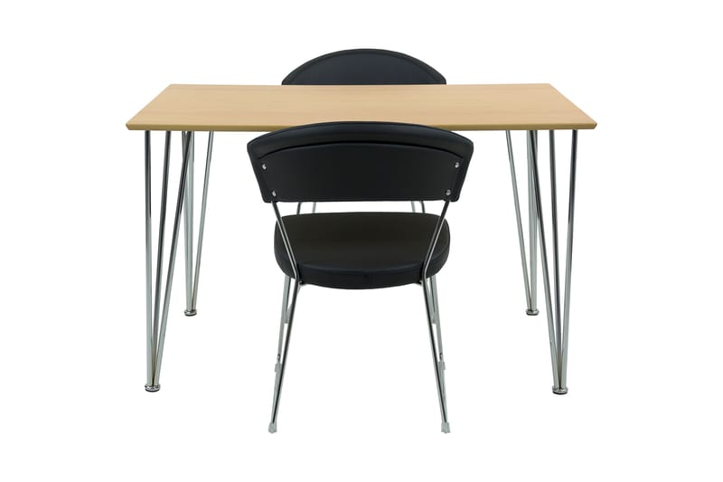 Matgrupp Elisha 120 Natur/Krom + 2 Celeste Stol Svart - Beige|Svart - Möbler - Bord & matgrupp - Matgrupp