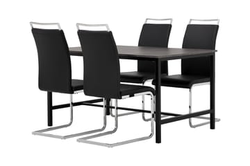 Matgrupp Evo 138 cm med 4 Robledo Stol - Betong|Svart|PU|Krom - Möbler - Bord & matgrupp - Matgrupp