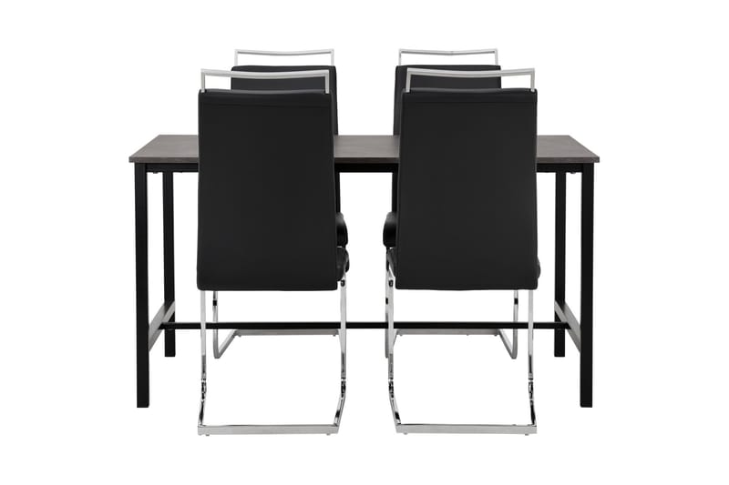 Matgrupp Evo 138 cm med 4 Robledo Stol - Betong|Svart|PU|Krom - Möbler - Bord & matgrupp - Matgrupp