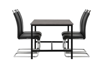 Matgrupp Evo 138 cm med 4 Robledo Stol - Betong|Svart|PU|Krom - Möbler - Bord & matgrupp - Matgrupp