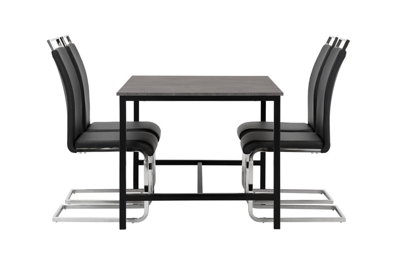 Matgrupp Evo 138 cm med 4 Robledo Stol - Betong|Svart|PU|Krom - Möbler - Bord & matgrupp - Matgrupp