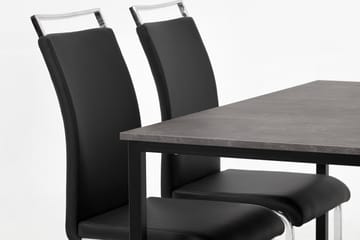 Matgrupp Evo 138 cm med 4 Robledo Stol - Betong|Svart|PU|Krom - Möbler - Bord & matgrupp - Matgrupp