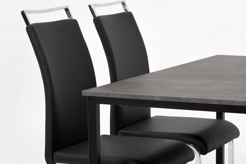 Matgrupp Evo 138 cm med 4 Robledo Stol - Betong|Svart|PU|Krom - Möbler - Bord & matgrupp - Matgrupp