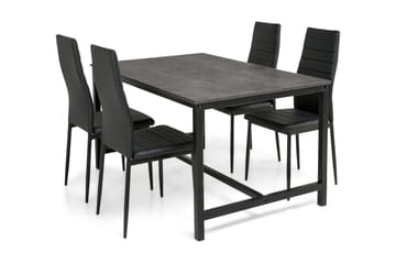 Matgrupp Evo 140 cm med 4 Fred Stol - Svart|Ljusgrå - Möbler - Bord & matgrupp - Matgrupp